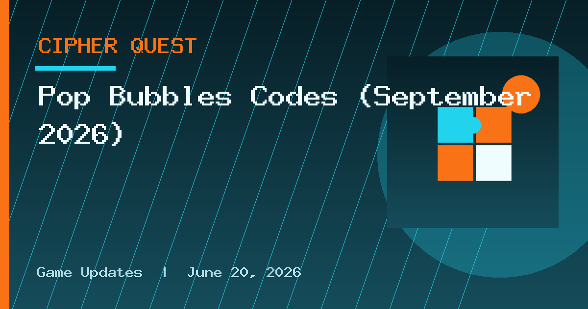 Pop Bubbles Codes (September 2026)